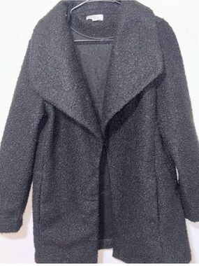 LOFT Black Teddy Bouclé Open-Front Jacket